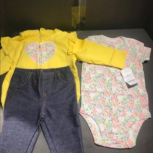 Carters Girls 3 Piece Outfit 6mos